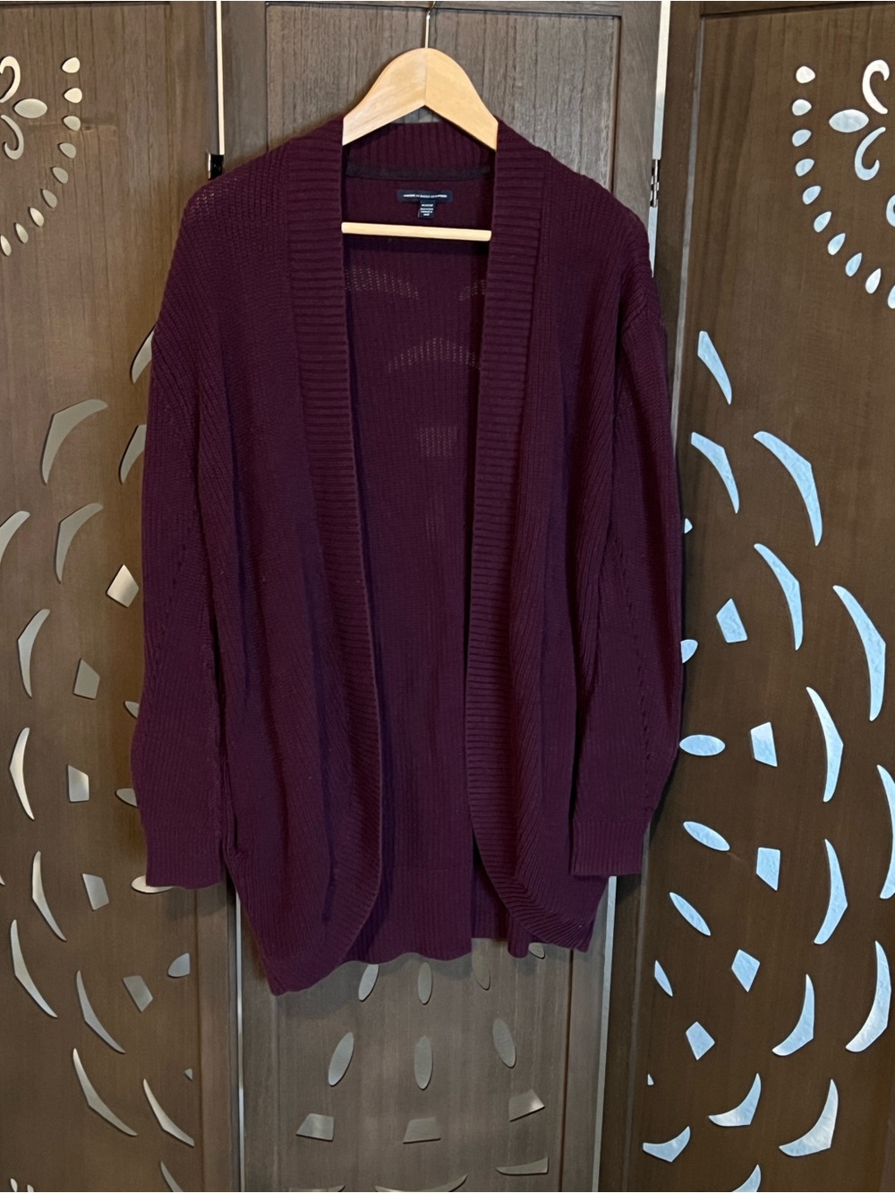 American Eagle Outfitters Open-Front Burgundy Cardigan